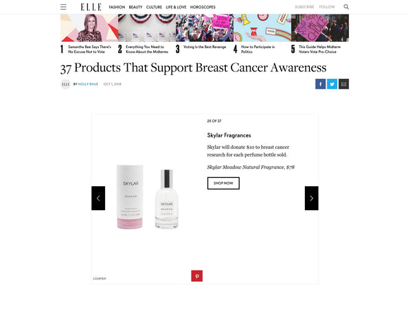 Elle: Skylar Fragrances Support Breast Cancer Research